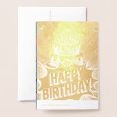 Carte Dorée Pop Art Joyeux gâteau d'anniversaire (Derrière avec enveloppe)