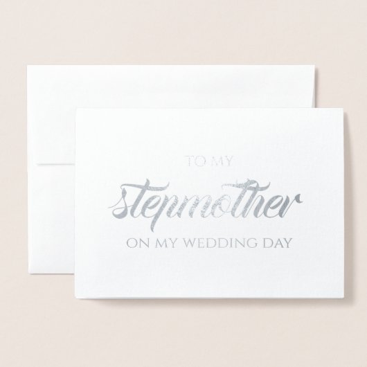 Carte Dorée Pour Stepmère Mariage Merci Silver (Devant avec enveloppe)