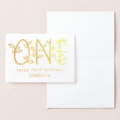 Carte Dorée Premier anniversaire Botanique One Joyeux Annivers (Affichage)