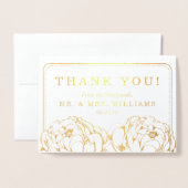 Carte Dorée Pretty Peony Floral Mariage photo Merci (Devant avec enveloppe)