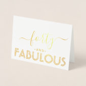 Carte Dorée Quarante ans et Fabuleux Simple Élégant Joyeux Ann (Devant)