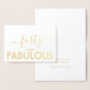 Carte Dorée Quarante et fabuleux Simple stylish Joyeux anniver