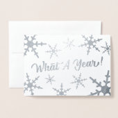 Carte Dorée Quelle année Silver Snowflakes Custom Photo Holida (Devant avec enveloppe)
