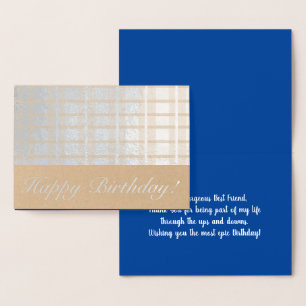 Carte Dorée Rayures Ecossaises Masculines Bleu Anniversaire Me