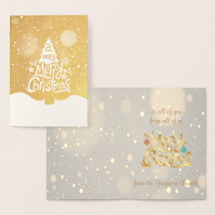 Carte Dorée Real Foil Un Arbre De Noël Très Joyeux Salutation