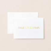 Carte Dorée Real Gold Foil Art Déco Mariage Place Card (Derrière avec enveloppe)