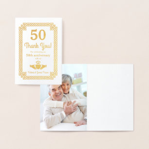 Carte Dorée Real Gold Foil Celtic 50e anniversaire Merci