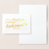 Carte Dorée Remerciement de Demoiselle d'Honneur Charmant (Affichage)