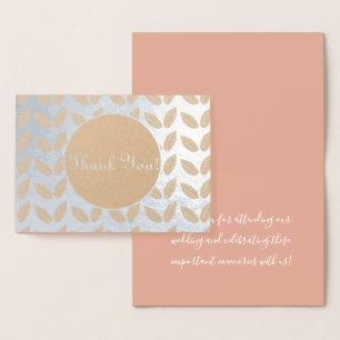 Carte Dorée Remerciement de mariage à la végétation botanique 