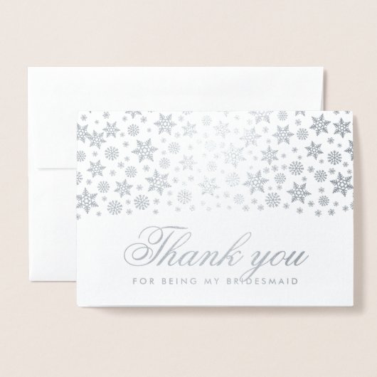 Carte Dorée Remerciement de Mariage d'Hiver Demoiselle d'Honne (Devant avec enveloppe)