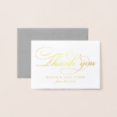 Carte Dorée Remerciement de photo de monogramme de script d'or (Devant avec enveloppe)
