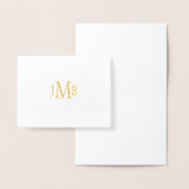 Carte Dorée Remerciement doré classique avec monogramme (Affichage)