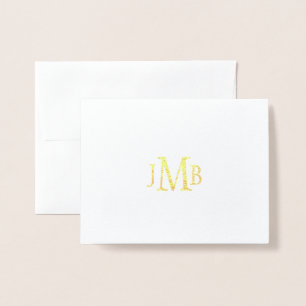 Carte Dorée Remerciement doré classique avec monogramme