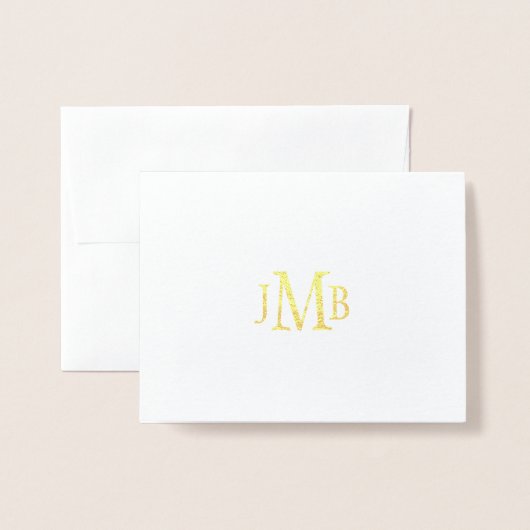Carte Dorée Remerciement doré classique avec monogramme (Devant avec enveloppe)
