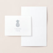 Carte Dorée Remerciements | Simplement ananas en argent (Affichage)