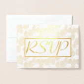 Carte Dorée Réponse de mariage au feuillage de feuilles d'or (Devant avec enveloppe)