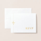 Carte Dorée Réponse de Mariage Élégante Dorée Pliée (Devant avec enveloppe)