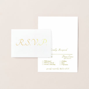 Carte Dorée Réponse de mariage formelle avec feuille d'or