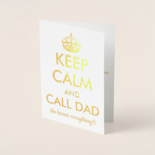 Carte Dorée Reste Calme Et Appelle Papa ! Fête des pères