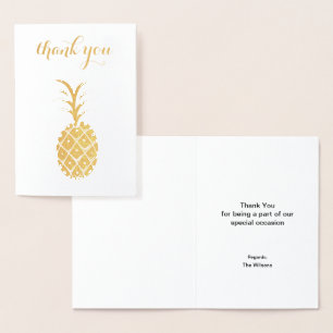 Carte Dorée rétro ananas party merci