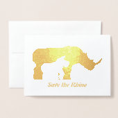 Carte Dorée Rhino noir et blanc (Devant avec enveloppe)