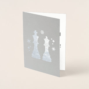 Carte Dorée Roi et reine d'échecs à Noël