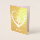 Carte Dorée Rose à l'intérieur de Heart Valentine, Ajouter une (Devant)