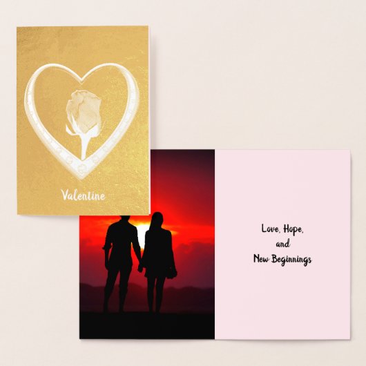 Carte Dorée Rose à l'intérieur de Heart Valentine, Ajouter une (Affichage)