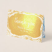 Carte Dorée Rose bleu Sapphire Merci or Mariage photo (Devant)