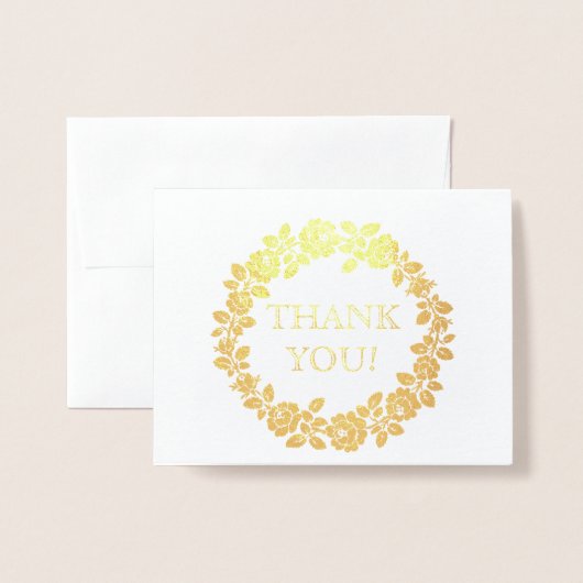 Carte Dorée Rose couronne mariage Merci photo (Devant avec enveloppe)