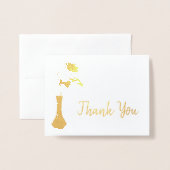 Carte Dorée Rose Dans Vase Mariage Merci (Devant avec enveloppe)