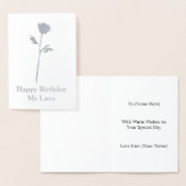 Carte Dorée Rose d'argent romantique avec son propre message - (Affichage)