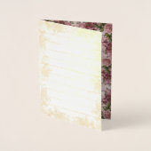 Carte Dorée Roses rustiques et violets personnalisés (Devant)