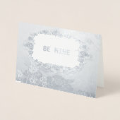 Carte Dorée Roses Silver Foil Be Mine Valentine Couple (Devant)