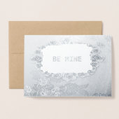 Carte Dorée Roses Silver Foil Be Mine Valentine Couple (Devant avec enveloppe)