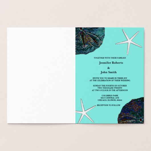 Carte Dorée Sable Dollar Coquillages Abstraits Plage Mariage T (Intérieur)