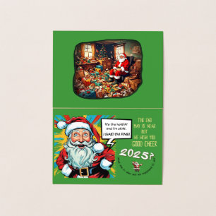 Carte Dorée Sad Père Noël apporte la joie (version familiale)