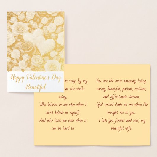 Carte Dorée Saint-Valentin femme  (Affichage)