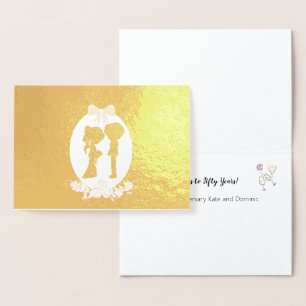 Carte Dorée Salutations à cinquante ans Anniversaire d'or 50