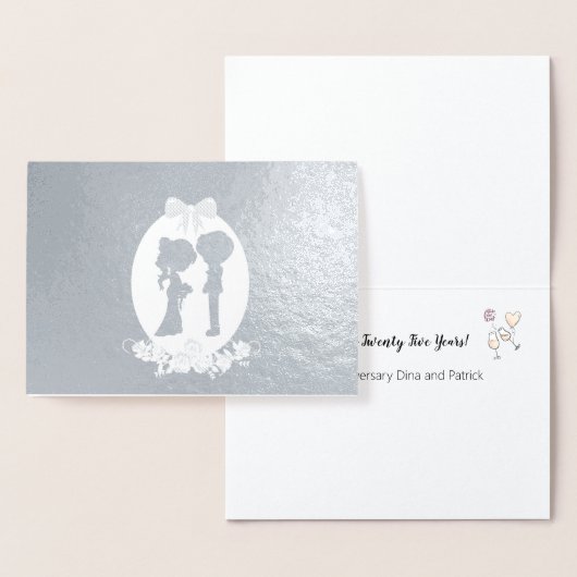 Carte Dorée Salutations à l'anniversaire de vingt-cinq ans d'a (Affichage)