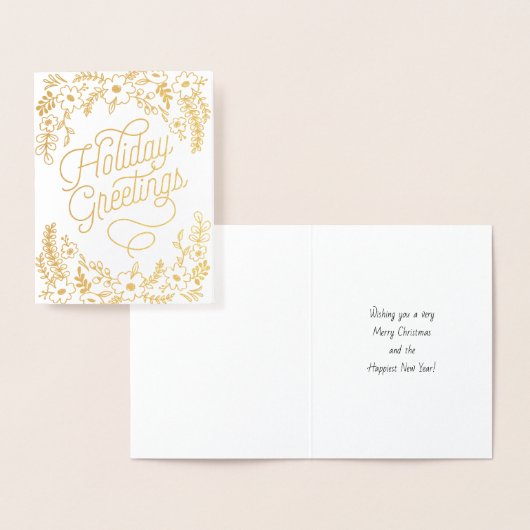 Carte Dorée Salutations de vacances botaniques (Affichage)