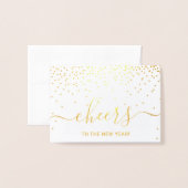 Carte Dorée Salutations Pour Le Nouvel An ! Photo Typographie  (Devant avec enveloppe)