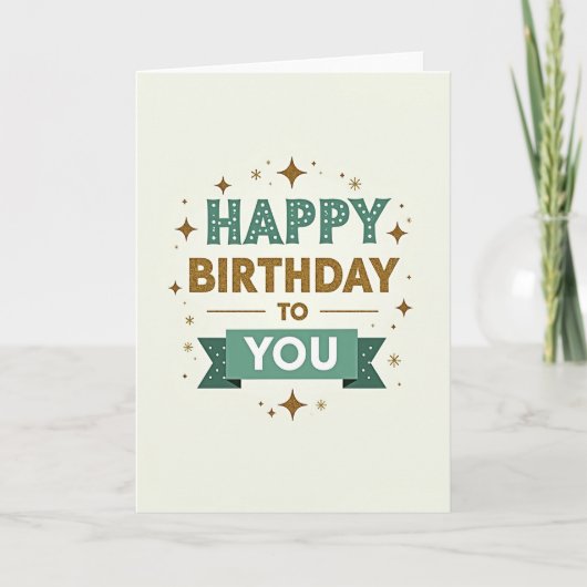 Carte dorée sarcelle joyeuse (Devant)