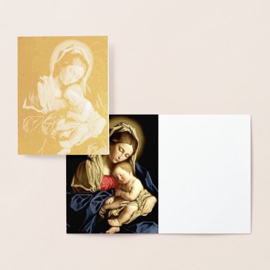 Carte Dorée Sassoferrato Madonna et Child Gold Foil Note Card (Affichage)
