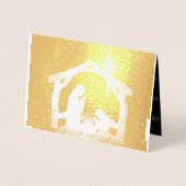 Carte Dorée Scène de Nativité Luxe Or Noël (Devant)