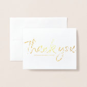 Carte Dorée Script chic simple Merci Mariage photo (Devant avec enveloppe)