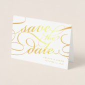 Carte Dorée Script classique Enregistrer la date (Devant)