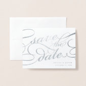 Carte Dorée Script classique Enregistrer la date (Devant avec enveloppe)