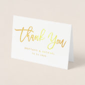 Carte Dorée Script de brosse moderne Merci or Mariage photo (Devant)