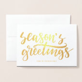 Carte Dorée script de calligraphie moderne chic Joyeuses Fêtes (Devant avec enveloppe)